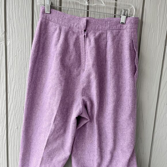 Vintage Lavender Wool-Blend High-Rise Pants V-Waist Front, Wide Leg (Fits 8–10) - Picture 4 of 14